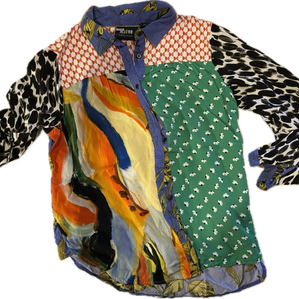 Anthropologie Multicolor Button Down Cotton Shirt